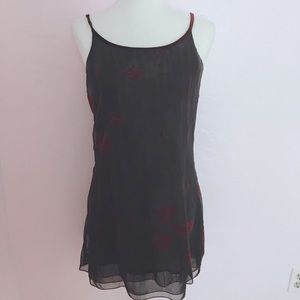 vintage 90s black chiffon red velvet mini dress